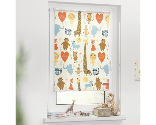 Store à clipser Lichtblick sans perçage thermo Cute Animals 45x150 cm avec support à clipser