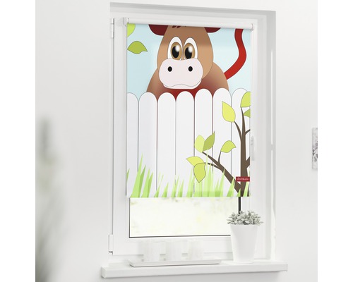Fenster mit Rollo mit Pferde Motiv