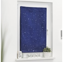 Fenster mit Verdunkelungsrollo mit Sternenmuster