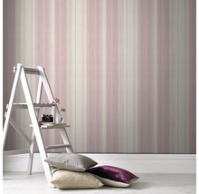 Papier peint intissé 104643 Soft Blush rayures rose blanc
