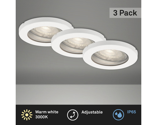 Kit éclairages LED à encastrer blanc 3 ampoules 3x5W 3x400 lm 3000 K blanc chaud IP65 rond