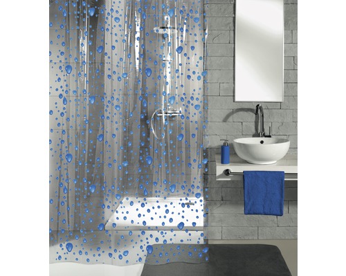 Rideau de douche Kleine Wolke Bubble bleu 180 x 200 cm