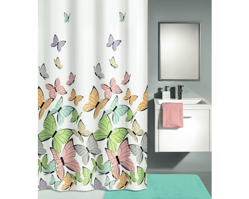 Rideau de douche Kleine Wolke Papillons multicolore 180 x 200 cm
