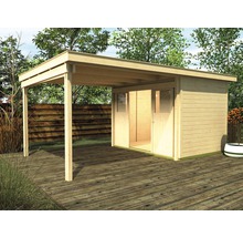 Abri de jardin weka cabane Lounge 1 300 cm Lounge avec plancher 504x295 cm naturel-thumb-1