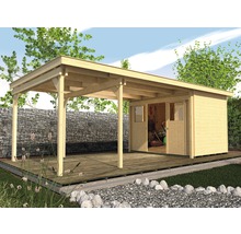 Abri de jardin weka cabane Lounge 1 450 cm Lounge avec plancher 654x295 cm naturel-thumb-1