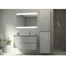 Hochschrank BadenHaus Vague 40 cm breit Hellgrau Hochglanz fertig montiert