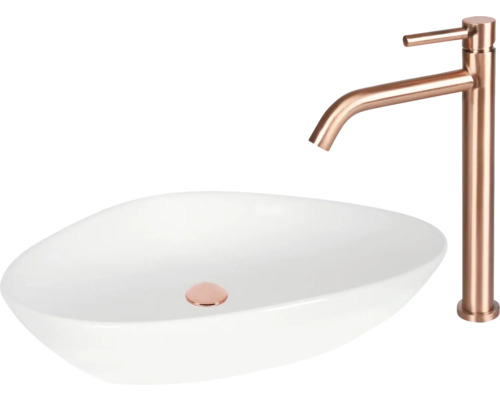 Vasque à poser en céramique avec robinet