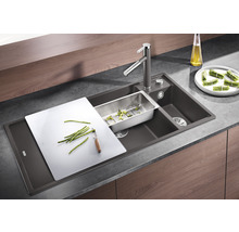 Spüle Blanco AXIA III 6 S 1000 x 510 mm anthrazit ohne Multifunktionsschale 524653 1 Spülbecken Mit Tropffläche Becken links