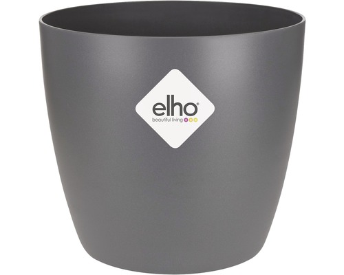 Pot de fleurs en plastique gris avec logo Elho