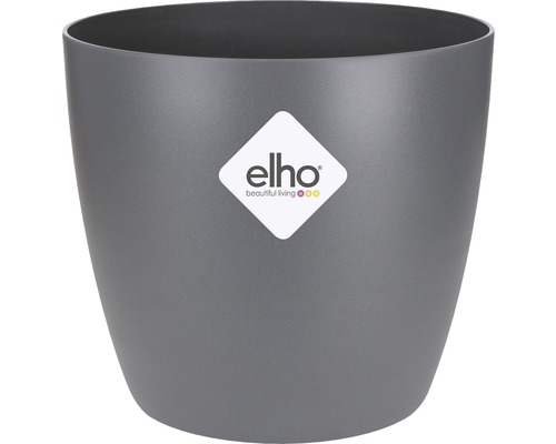 Übertopf elho Brussels Kunststoff Ø 9,5 H 8 cm anthrazit Grauer Blumentopf aus Kunststoff mit Elho Logo