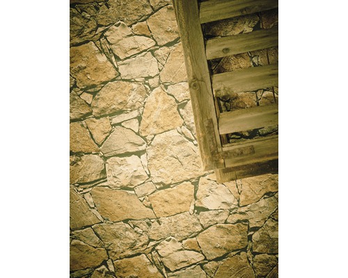 Vue détaillée d''un mur en pierre naturelle avec un cadre en bois