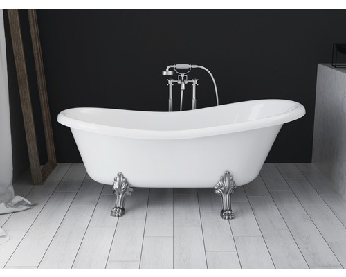 Ovale Badewanne Rena 76,2 x 168 cm weiß glatt 625284171103