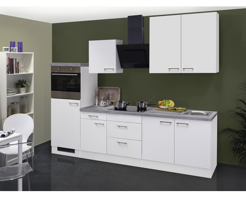 Flex Well Küchenzeile mit Geräten Varo 270 cm weiß matt zerlegt Variante reversibel