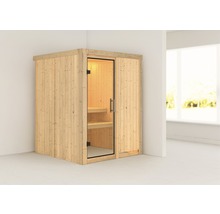 Sauna modulaire Karibu Norina sans poêle et couronne avec porte entièrement vitrée transparente-thumb-0