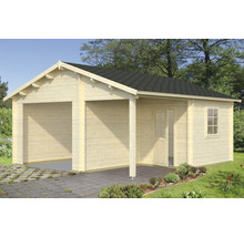 Holzgarage mit zwei Stellplätzen, Seitentür und Fenster