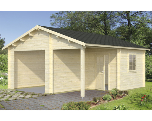 Garage simple Palmako Roger 21,9+5,2 m² sans portail 510 x 550 cm naturel