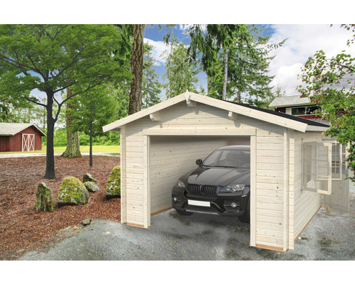 Garage simple Palmako Roger 19,0 m² sans portail 360 x 550 cm naturel