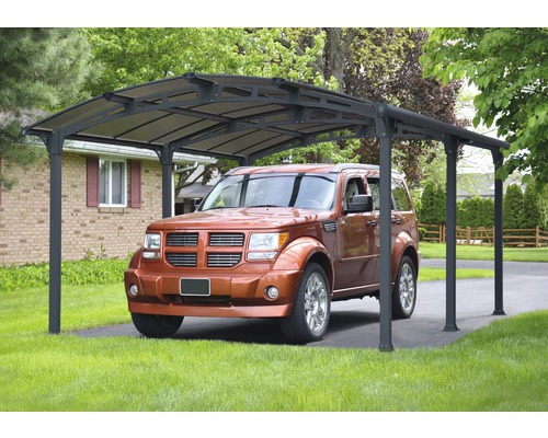 Carport simple Palram – Canopia Arcadia 5000 avec gouttière 359 x 507 cm anthracite