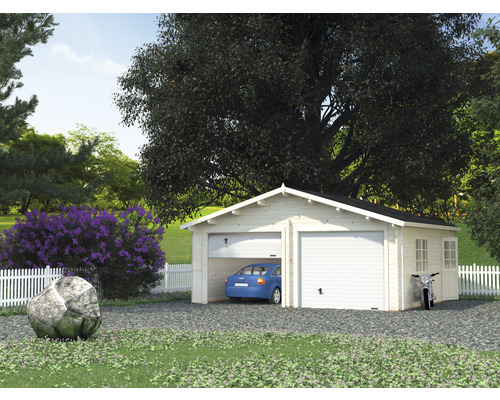 Doppelgarage Palmako Roger 28,4 m² mit Sektionaltoren 629 x 565 cm natur