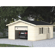 Garage simple Palmako Roger 23,9 m² avec portail sectionnel 450 x 550 cm naturel-thumb-0