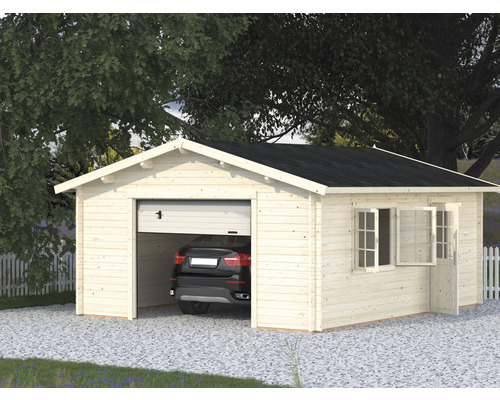 Garage simple Palmako Roger 23,9 m² avec portail sectionnel 514 x 598 cm naturel