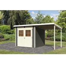 Gartenhaus Karibu Glücksburg 4 mit Schleppdach 439 x 236 cm terragrau