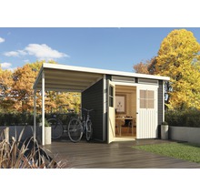 Gartenhaus Karibu Glücksburg 4 mit Schleppdach 439 x 236 cm terragrau