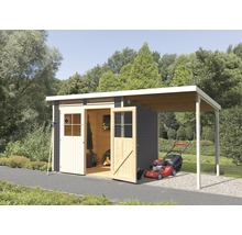 Gartenhaus Karibu Glücksburg 4 mit Schleppdach 439 x 236 cm terragrau