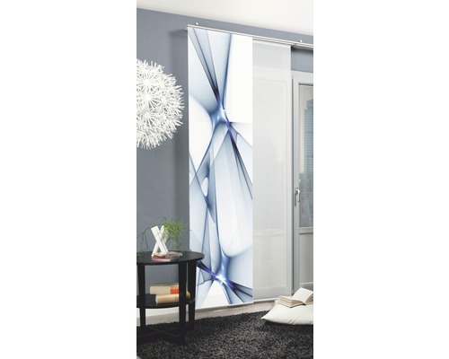 Panneau coulissant avec motif abstrait dans un espace de vie