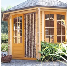 Pavillon en bois avec porte ouverte et protection contre les insectes