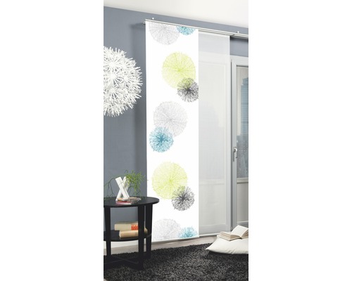 Panneau coulissant décoratif avec motif de points abstraits comme décoration de fenêtre