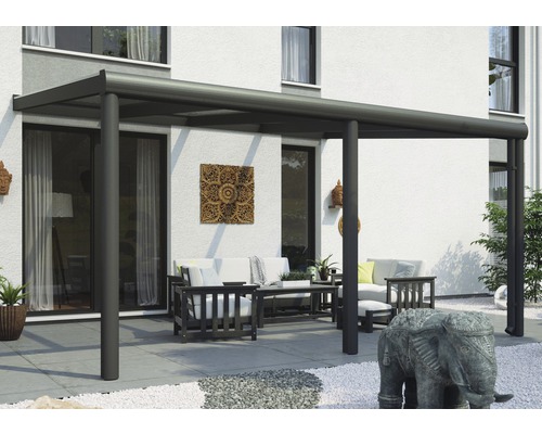 Toiture pour terrasses Garda, 434x307 cm, aluminium, anthracite Terrasse couverte avec coin salon dans le jardin