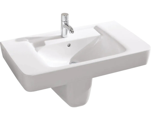Waschtisch aus Sanitärkeramik mit Armatur