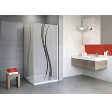 Duschtür mit Seitenwand SCHULTE Alexa Style 2.0 ExpressPlus 80 x 80 cm Profil aluminium Glasdekor Liane schmutzabweisende Glasbeschichtung Türanschlag links Türanschlag rechts