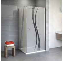 Duschtür mit Seitenwand SCHULTE Alexa Style 2.0 ExpressPlus 90 x 90 cm Profil aluminium Glasdekor Liane schmutzabweisende Glasbeschichtung Türanschlag rechts Türanschlag links