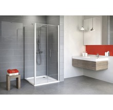 Duschtür mit Seitenwand SCHULTE Alexa Style 2.0 ExpressPlus 80 x 80 cm Profil aluminium Klarglas schmutzabweisende Glasbeschichtung Türanschlag rechts Türanschlag links