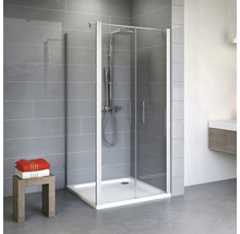 Duschtür mit Seitenwand mit Pendeltür SCHULTE Alexa Style 2.0 ExpressPlus 90 x 90 cm Profil aluminium Klarglas schmutzabweisende Glasbeschichtung inkl. Duschwanne