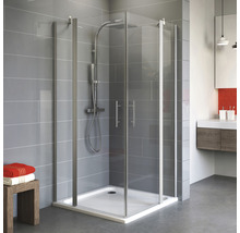 Eckeinstieg mit Pendeltür SCHULTE Alexa Style 2.0 ExpressPlus 90 x 90 cm Profil aluminium Klarglas schmutzabweisende Glasbeschichtung Türanschlag links Türanschlag rechts