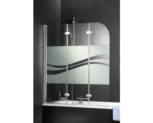 Pare-baignoire 3 parties SCHULTE ExpressPlus Komfort 125 x 140 cm décor liane couleur du profilé aluminium EP3354 01 97 140