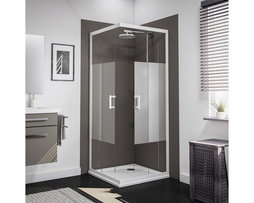 Eckeinstieg Schiebetür SCHULTE Sunny ExpressPlus 90 x 90 cm Dekor Dezent light Profilfarbe alpinweiß Eckeinstieg Schiebetür SCHULTE Sunny ExpressPlus 90 x 90 cm Dekor Dezent light Profilfarbe alpinweiß