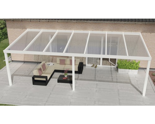 Toiture pour terrasse Expert avec polycarbonate transparent 700x350 cm blanc