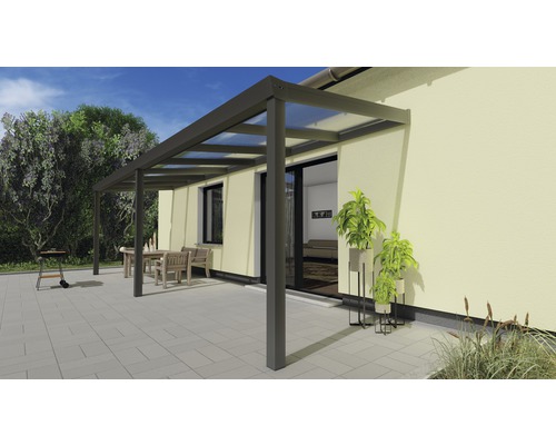 Toiture pour terrasse Expert avec polycarbonate transparent 700x250 cm anthracite