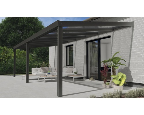 Toiture pour terrasse Expert avec polycarbonate transparent 700x300 cm anthracite