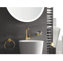 Lavabo de salle de bain avec robinet, porte-savon et anneau porte-serviettes
