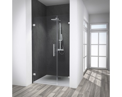 Porte de douche dans une niche Schulte Davita porte pivotante 800 mm avec porte de niche 300 mm type de verre discret avec prise de mesures, livraison et montage inclus droite