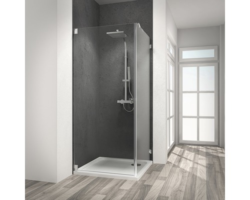Porte de douche avec paroi latérale Schulte Davita verre transparent y compris prise de mesures, livraison et montage
