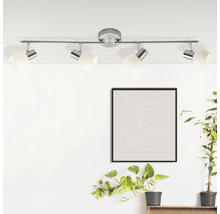 Spot de plafond 4 ampoules l 94 cm fer/blanc