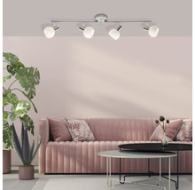 Spot de plafond 4 ampoules l 94 cm fer/blanc