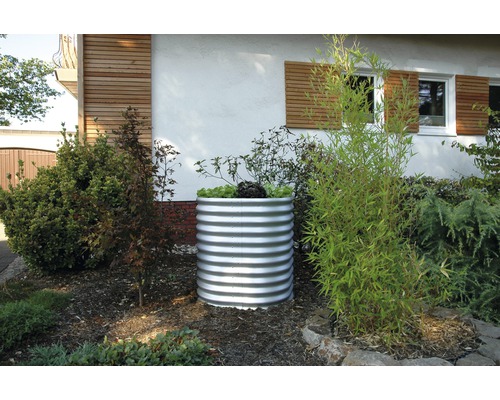 Hochbeet klassisch Vitavia Vita rund 858 Ø 82x86 cm silber Hochbeet aus Metall im Garten