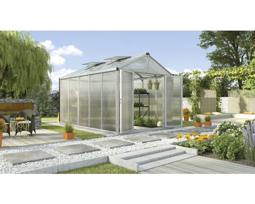 Gewächshaus Vitavia Zeus Comfort 10000 Hohlkammerplatten 10 mm 258,4x390,8 cm Aluminium Gewächshaus Vitavia Zeus Comfort 10000 Hohlkammerplatten 10 mm 258,4x390,8 cm Aluminium